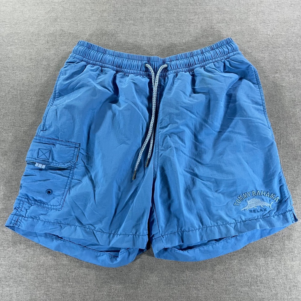 Tommy Bahama Relax Mens Blue Nylon Cargo Swim Trunks Shorts Size Small